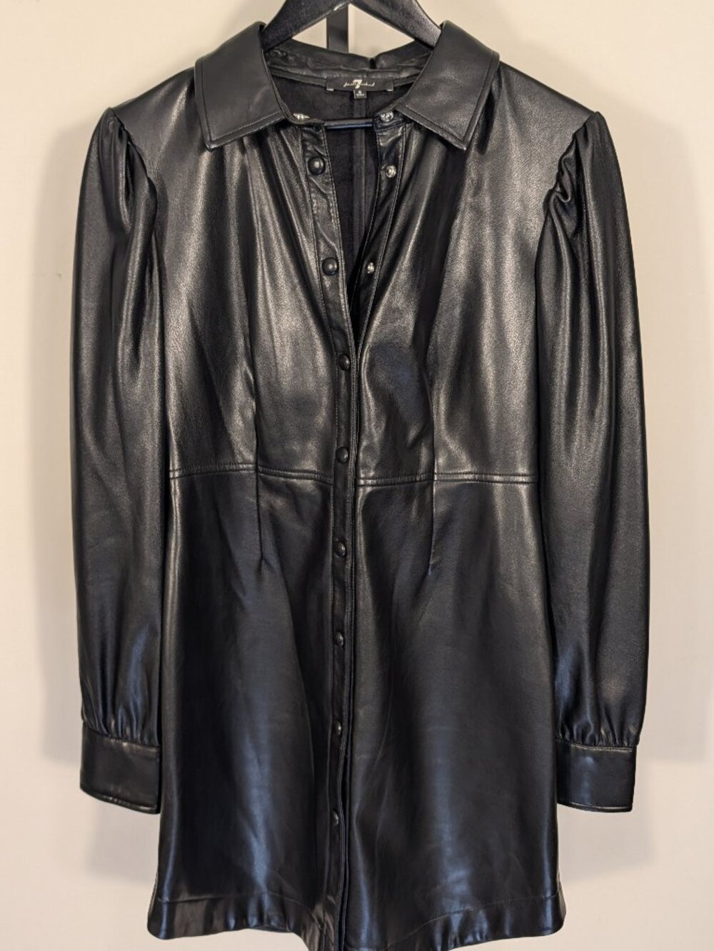 7 For All Mankind Faux Leather Shirt Dress | Convertible Jacket | Puff Sleeves